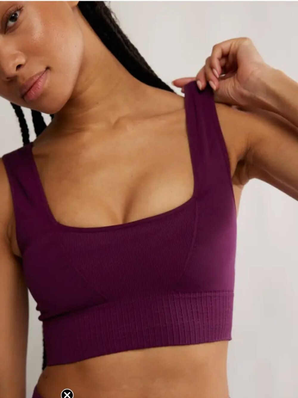FP Movement NWT Square Neck Good Karma Bra Black Cherry